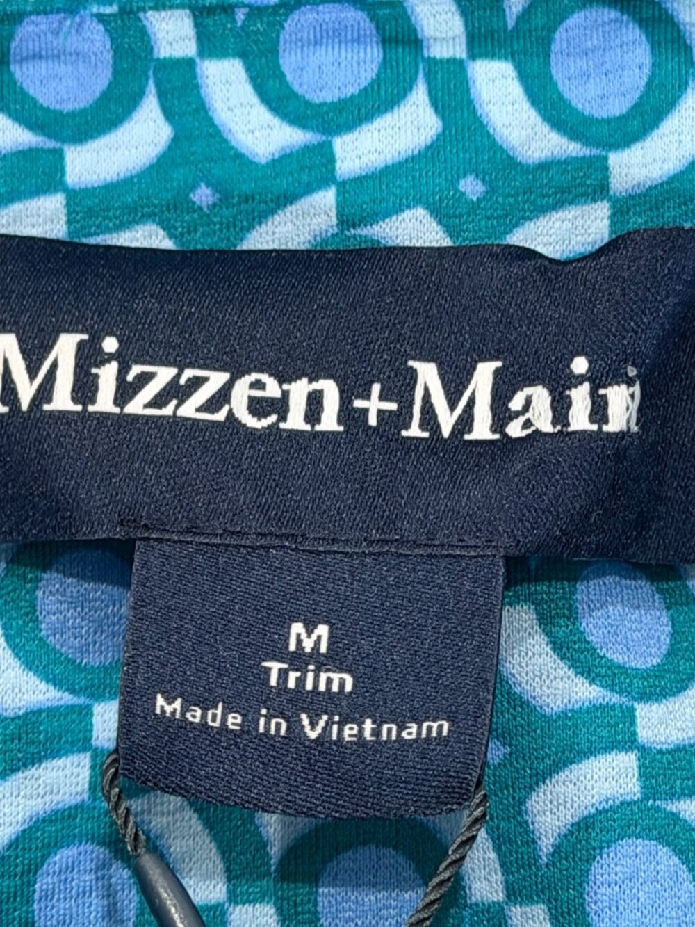 Mizzen+Main Halyard Short Sleeve Dress Shirt Teal Kaleidoscope Medium Trim NWT - Picture 7 of 15